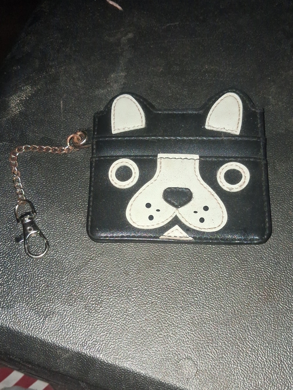 No Boundaries Black and White Dog Face Card Holder with Clip